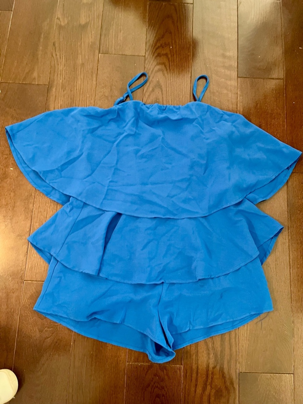 NWT Womens Blue Layered Ruffle One-Piece Romper